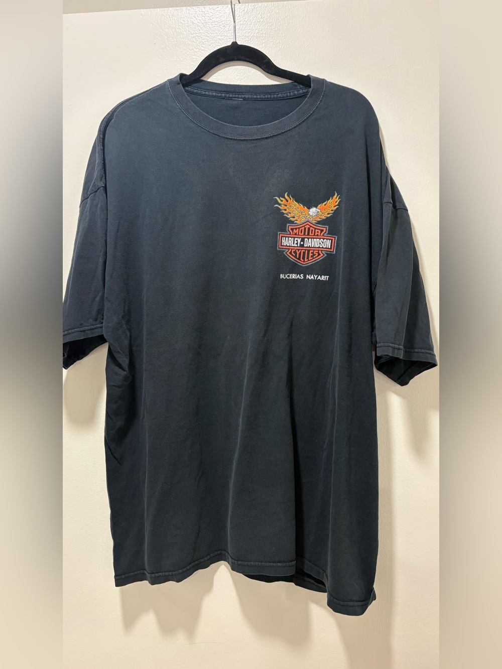 Harley-Davidson Black Short-Sleeve Tee with Flame Logo